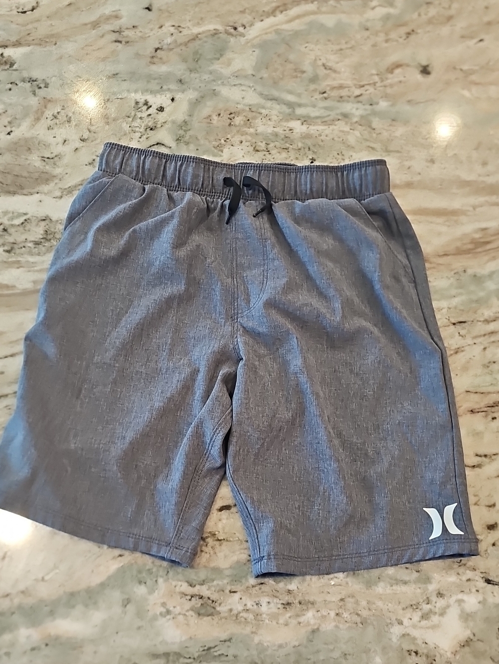 Hurley Boy's Heather Gray Athletic Drawstring Shorts with Logo